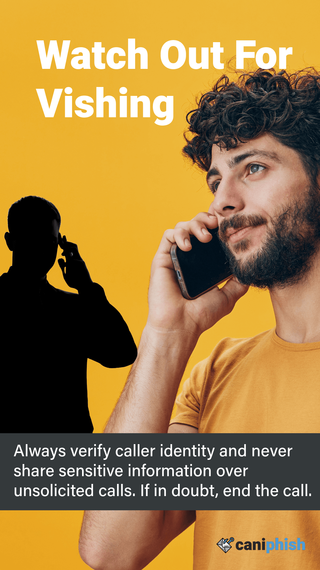 Poster depicting how to stay aware of vishing attacks.